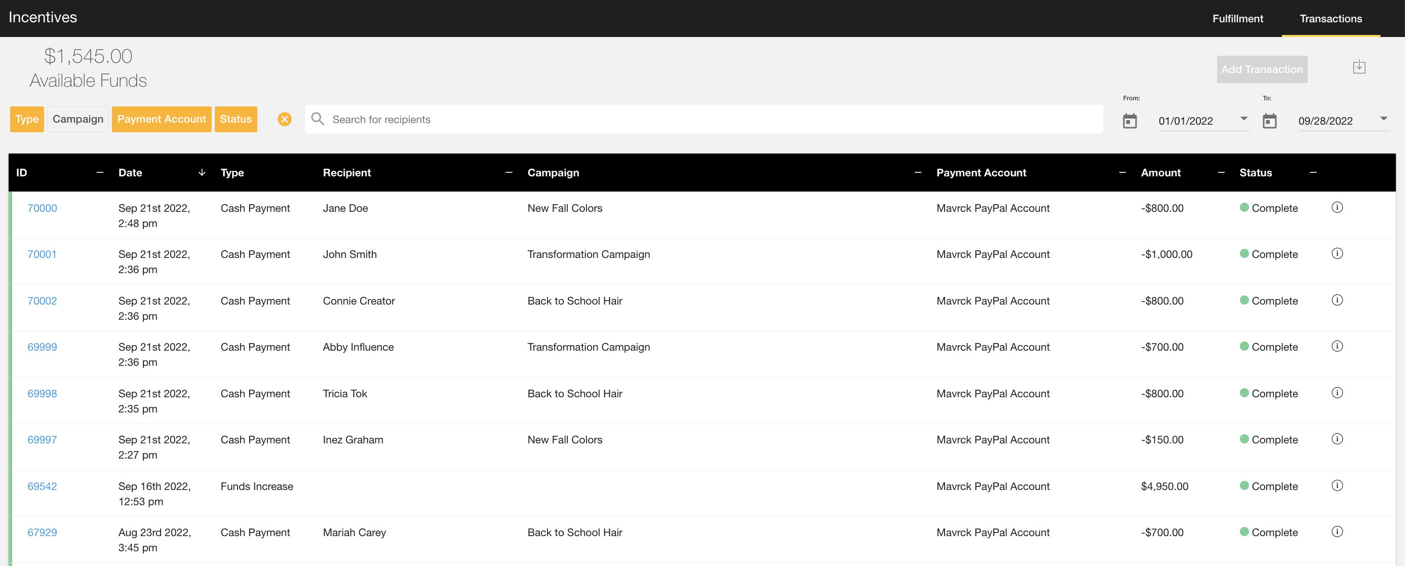 transactions ledger