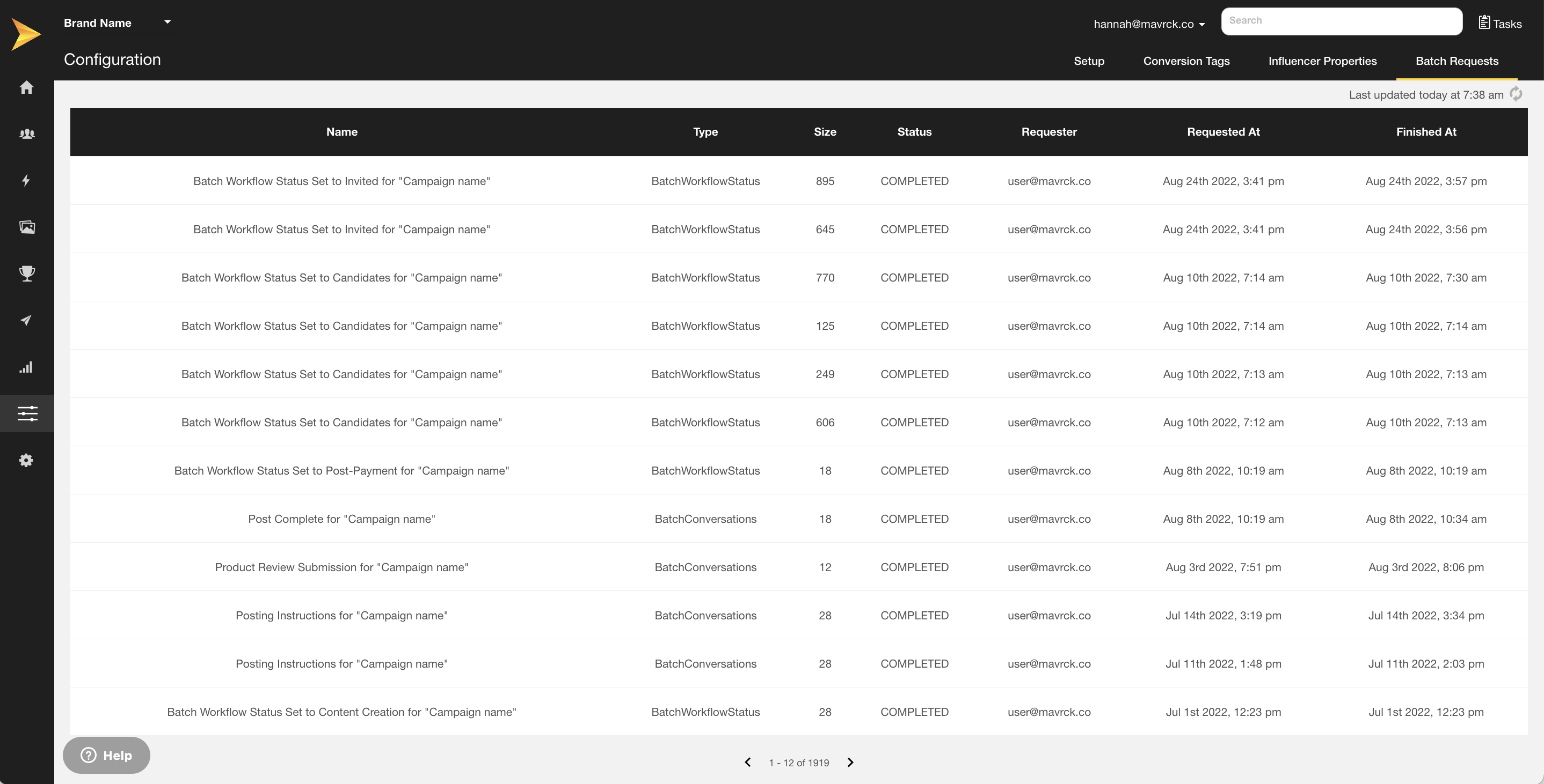 batch requests log